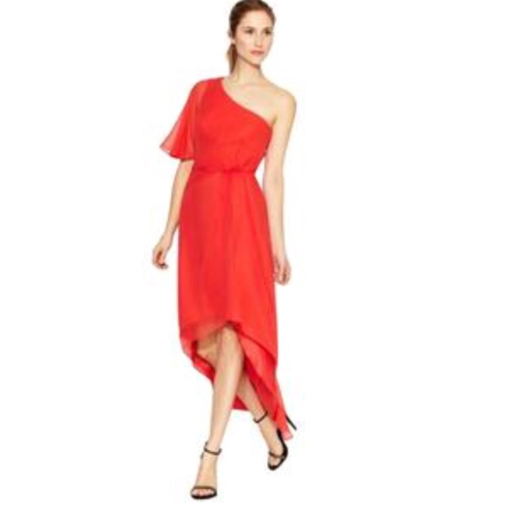 Trina Turk off shoulder high low dress 0